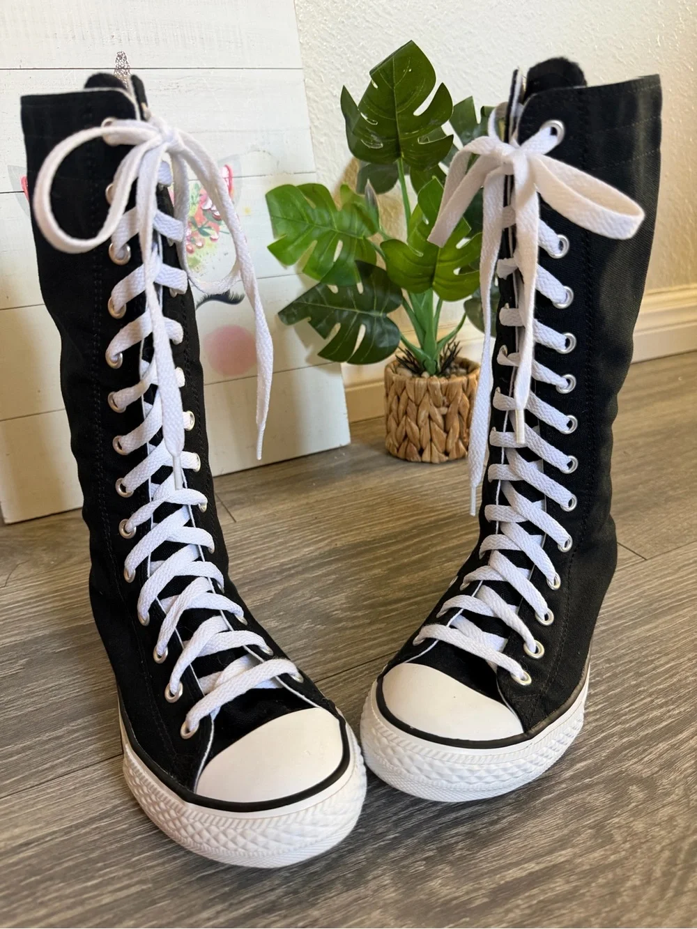 Like New Converse Chuck Taylor All Star XX Hi Knee High Black Boots Youth Size 3